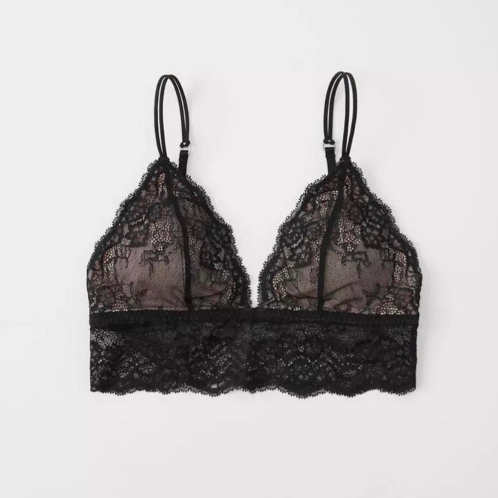 Padded lace bralette, Black - Abercrombie & Fitch - size XS - NWOT - Black Beige